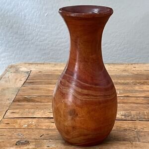 Mid Century Modern Hand Turned Wooden Vase 10.5" Tall